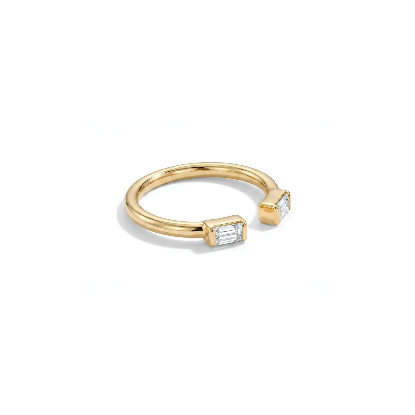 White Baguette Open Ring