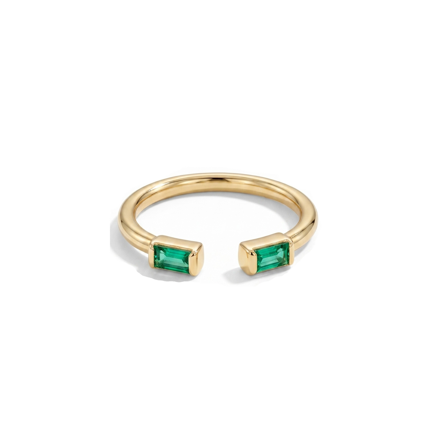 Green Baguette Open Ring