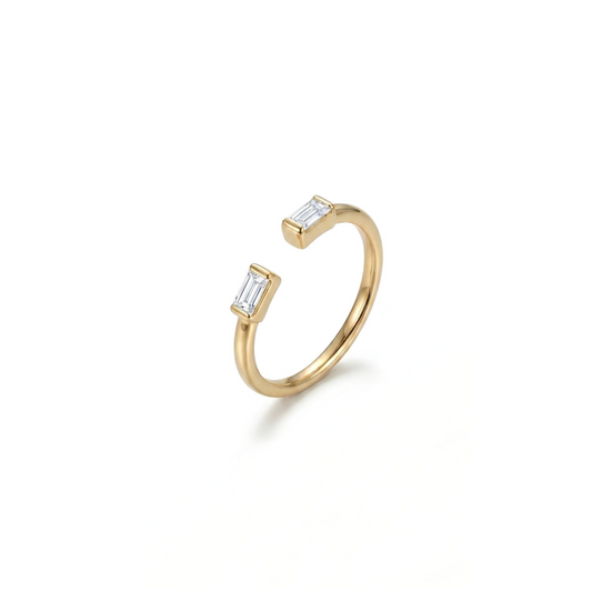 White Baguette Open Ring