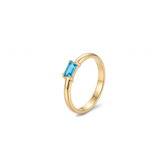 Blue Baguette Stacker Ring