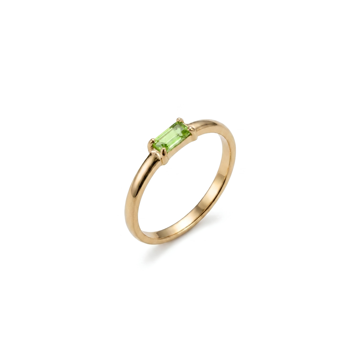 Green Baguette Stacker Ring